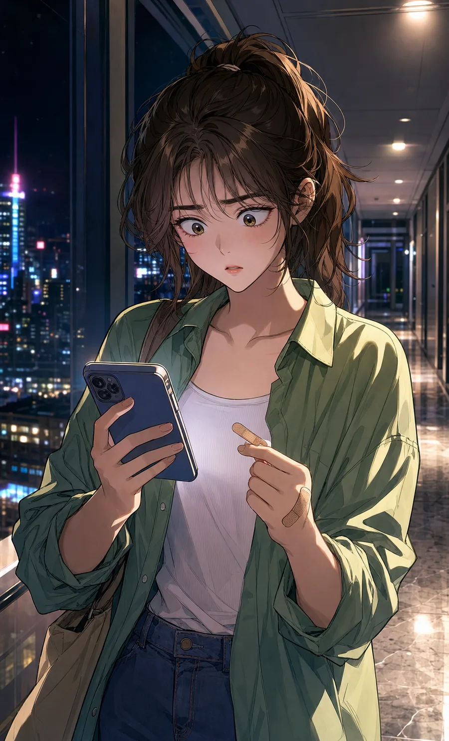 복도 속 붕대 소녀