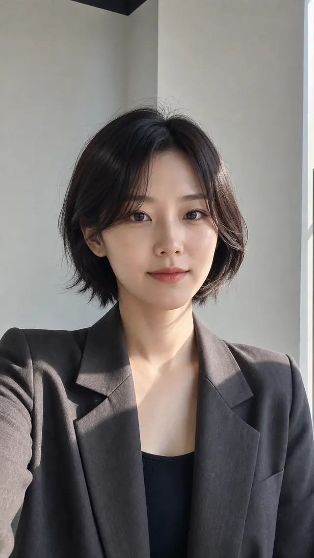 무채색 오피스 벽면 미니멀한 아바타 이미지