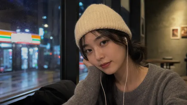 밤 카페 창가 스냅
