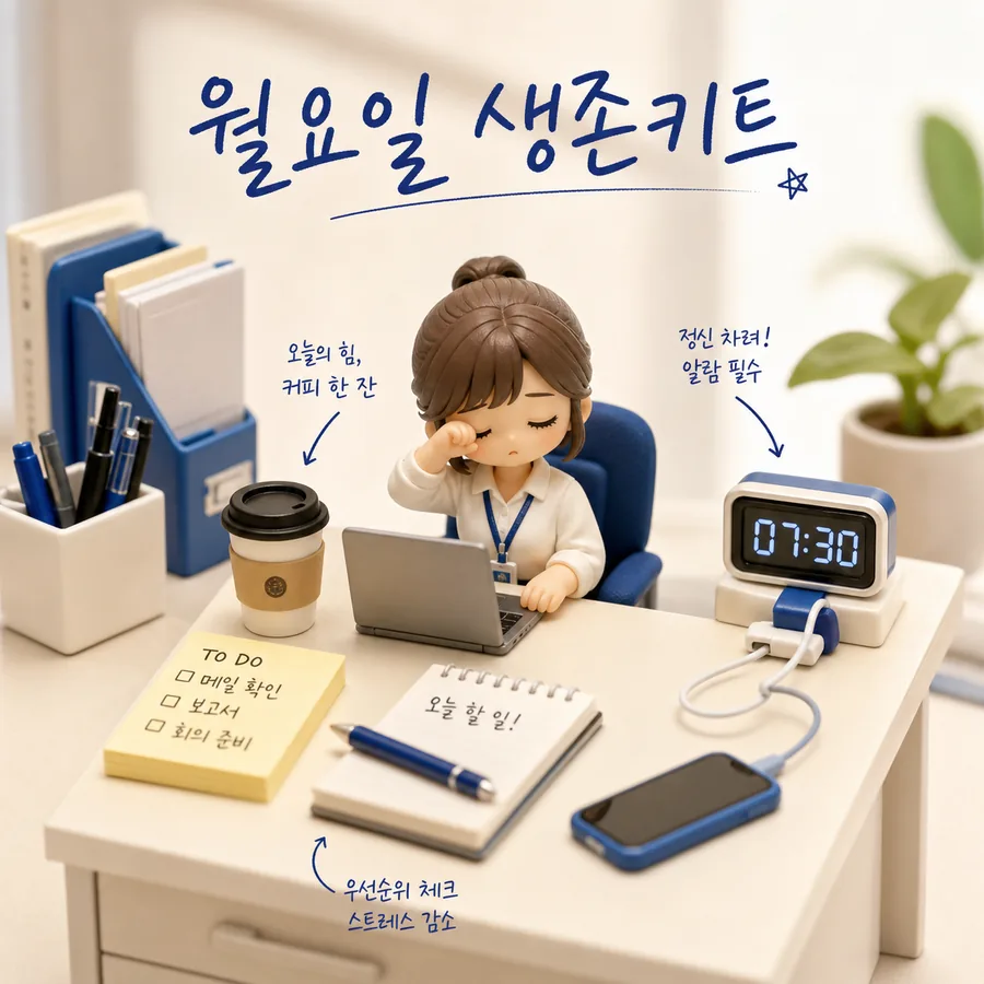 월요일 데스크 디오라마