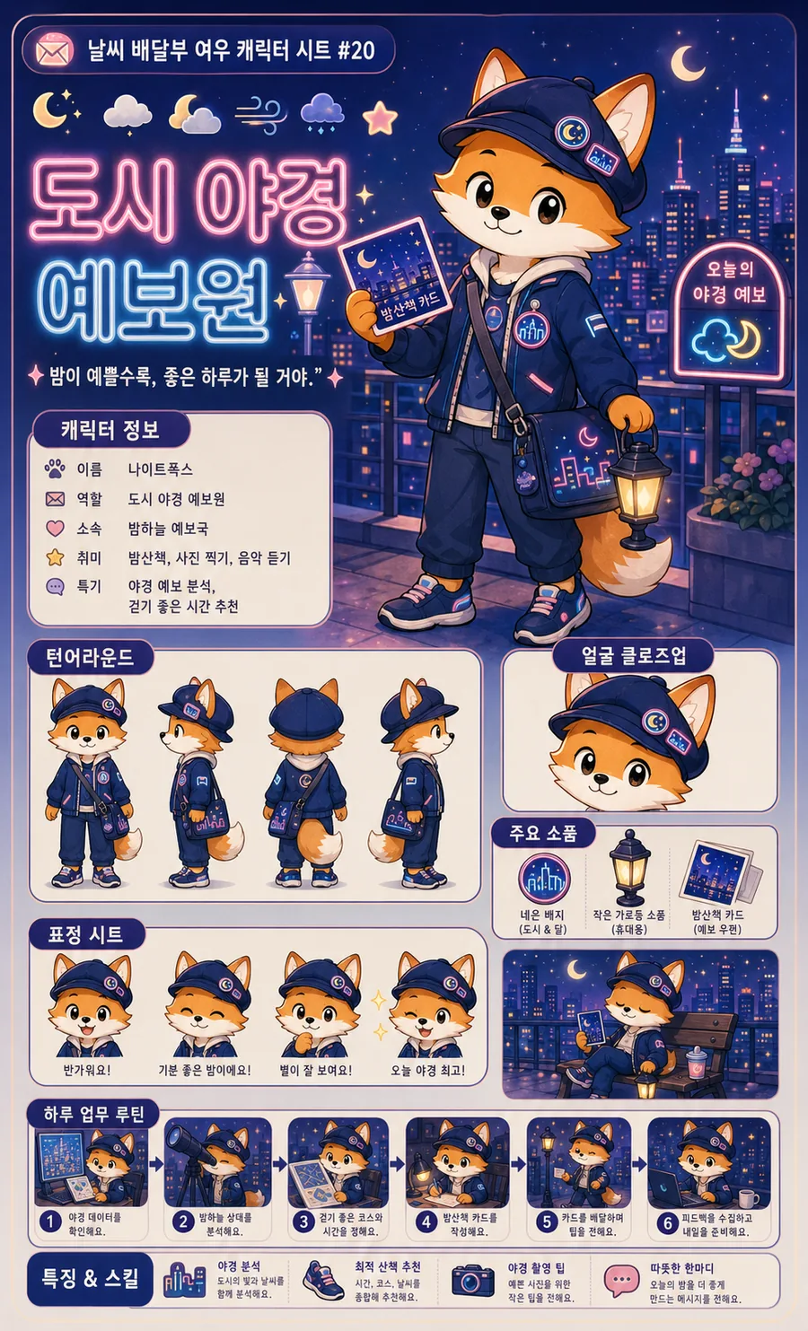 도시 야경 예보원 여우