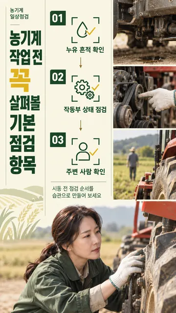 농기계 작업 전 꼭 살펴볼 기본 점검 항목