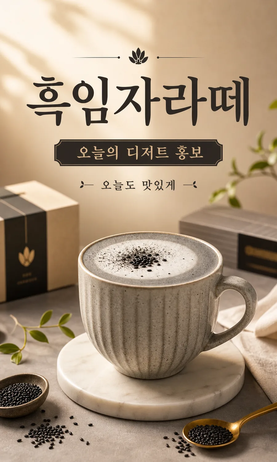 흑임자 라떼 디저트 포스터