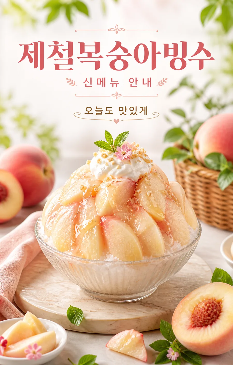 복숭아 빙수 신메뉴