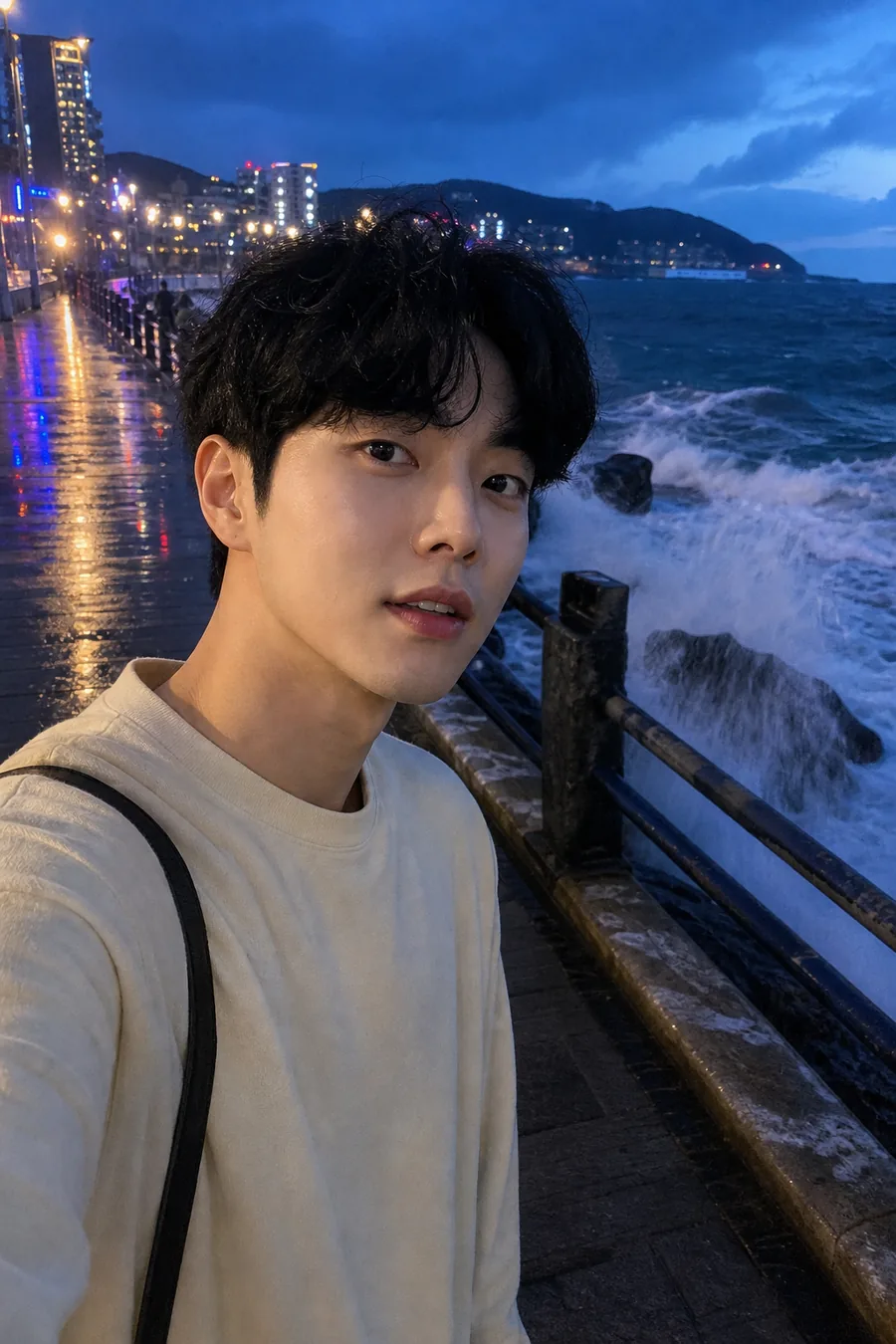 네온빛 밤바다 셀피