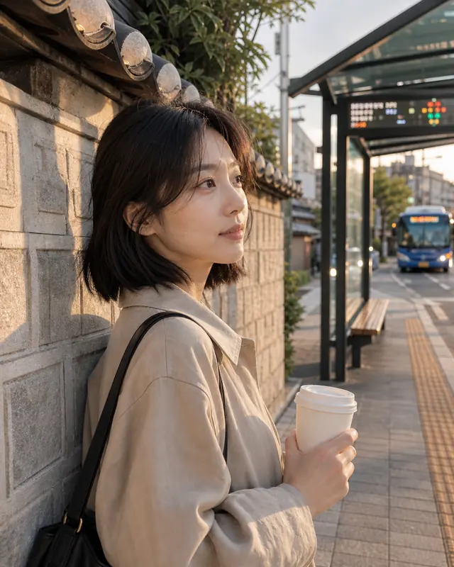버스정류장 햇살 스냅