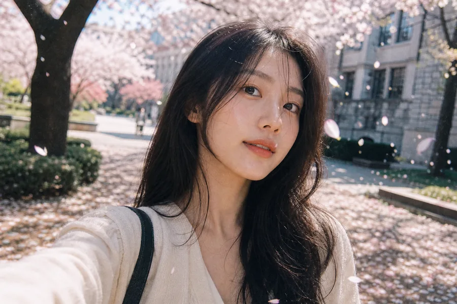 벚꽃 캠퍼스 필름 셀카