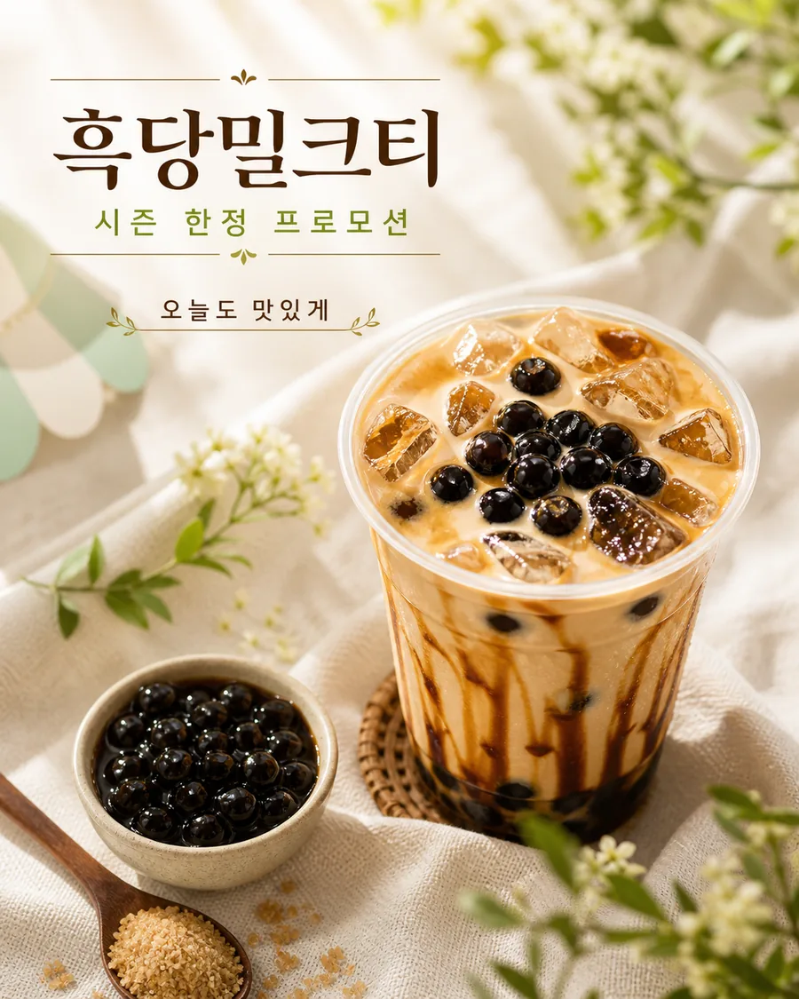가든 무드 흑당 밀크티