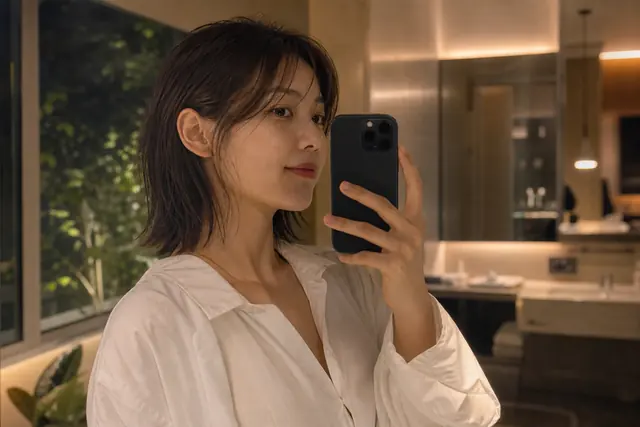 거울 셀카 룩북