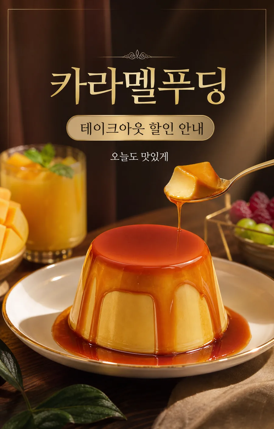 카라멜 푸딩 할인 포스터
