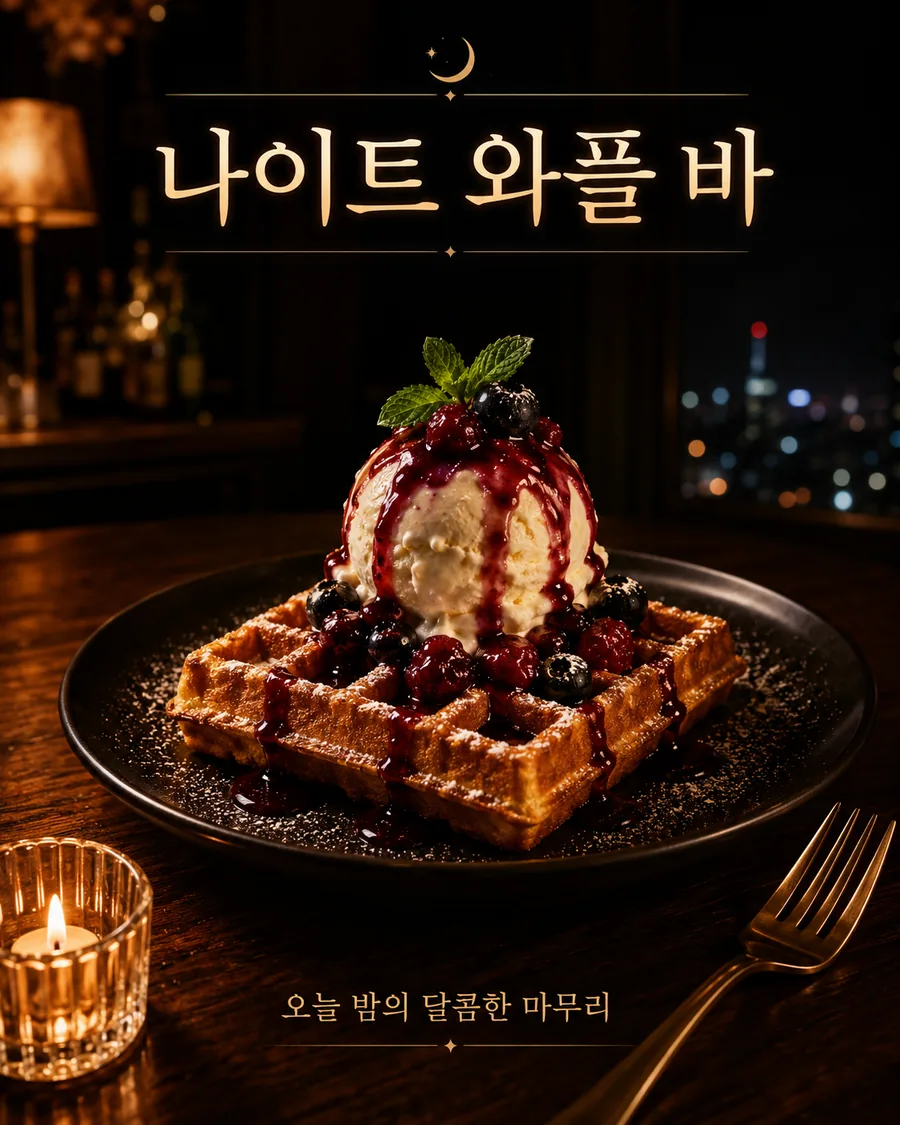 밤 디저트 와플 바 포스터
