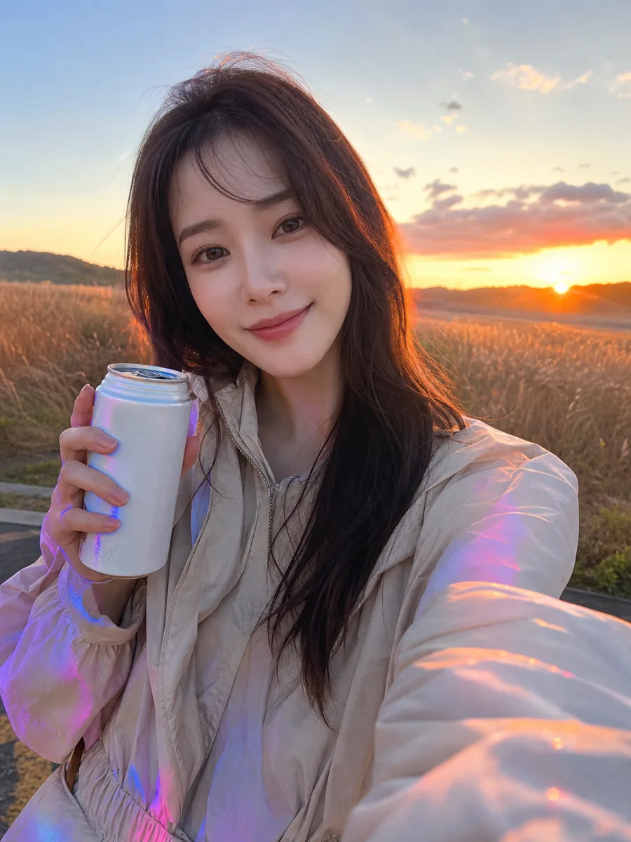 노을 들판 셀피