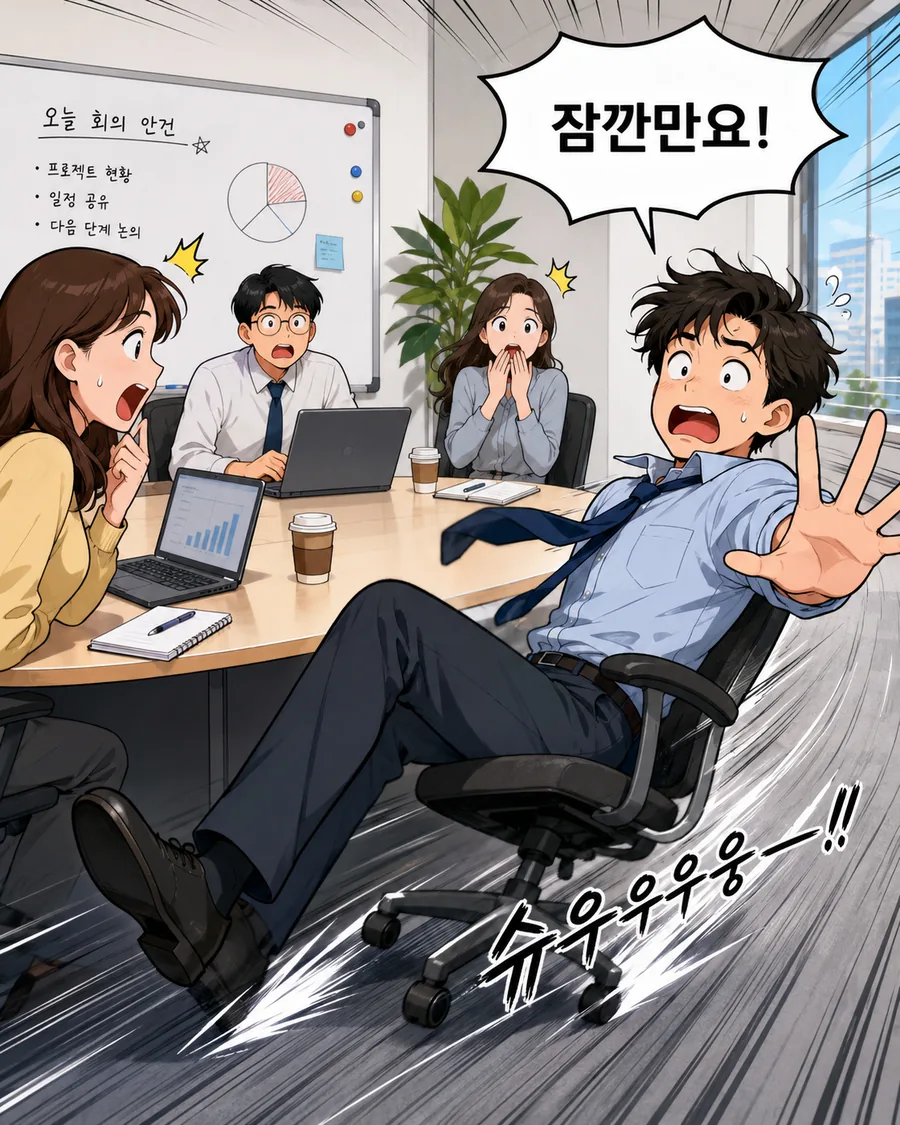 회의실 의자 바퀴 질주 컷