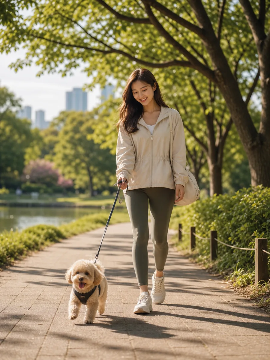 햇살 아래 공원 산책