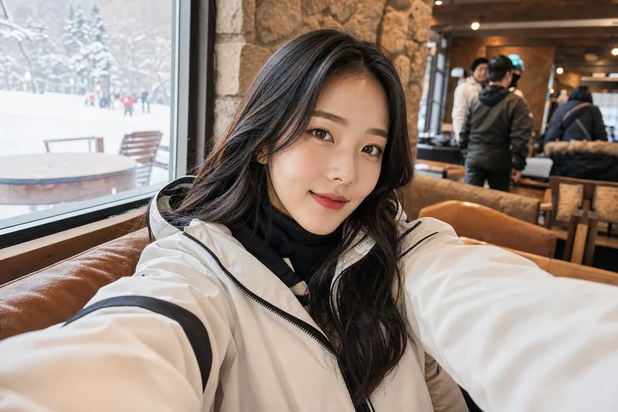 겨울 리조트 감성 셀카