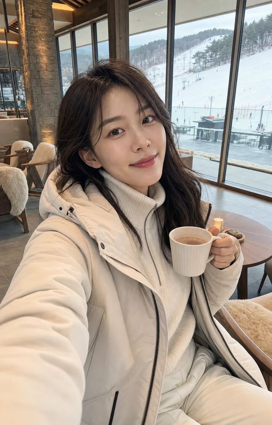 스키장 룩북 셀피