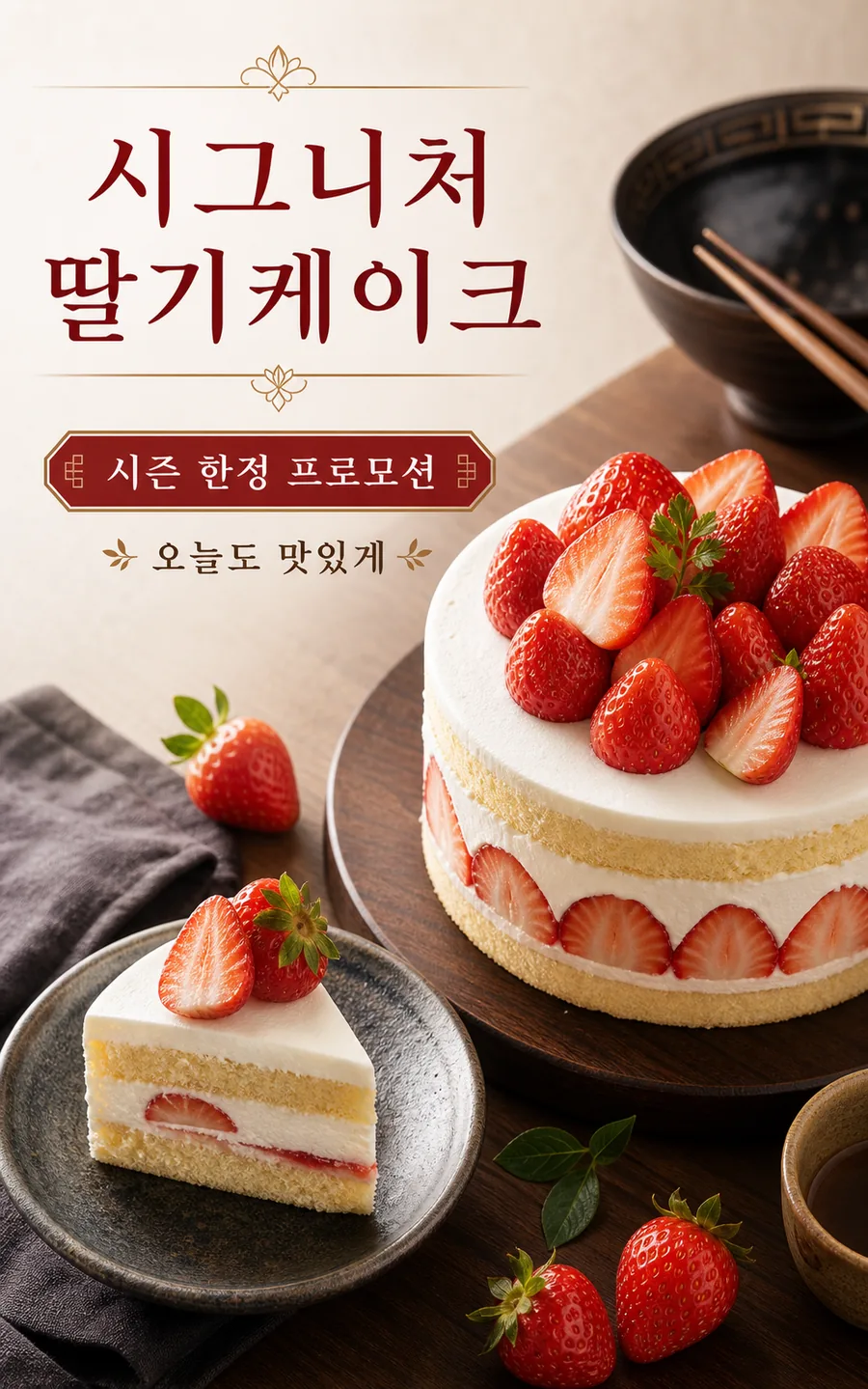 시그니처 딸기 케이크 포스터