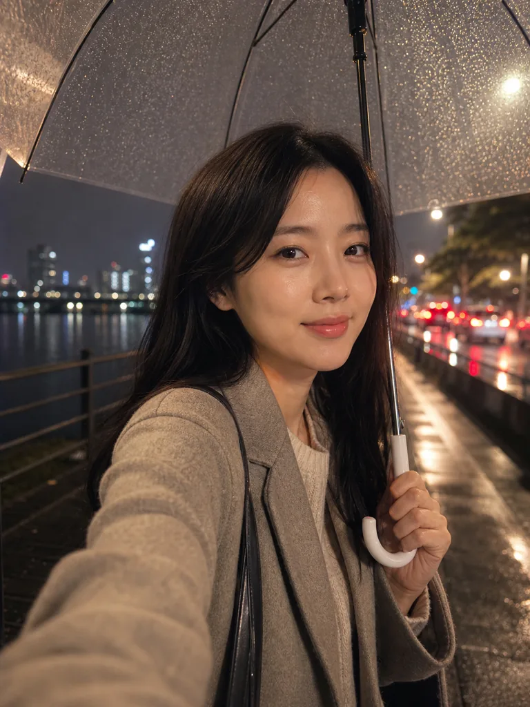 밤비 속 감성 셀카
