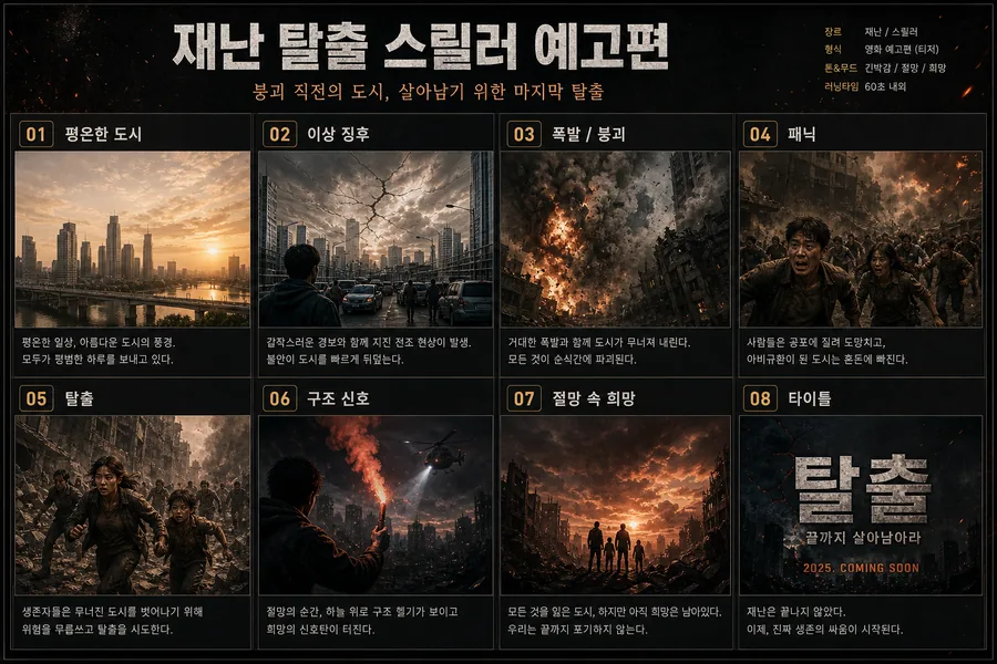 긴박한 재난 탈출 스토리보드