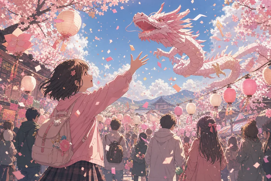 벚꽃 축제의 종이 용
