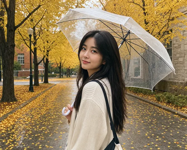 가을 은행나무길 우산 스냅