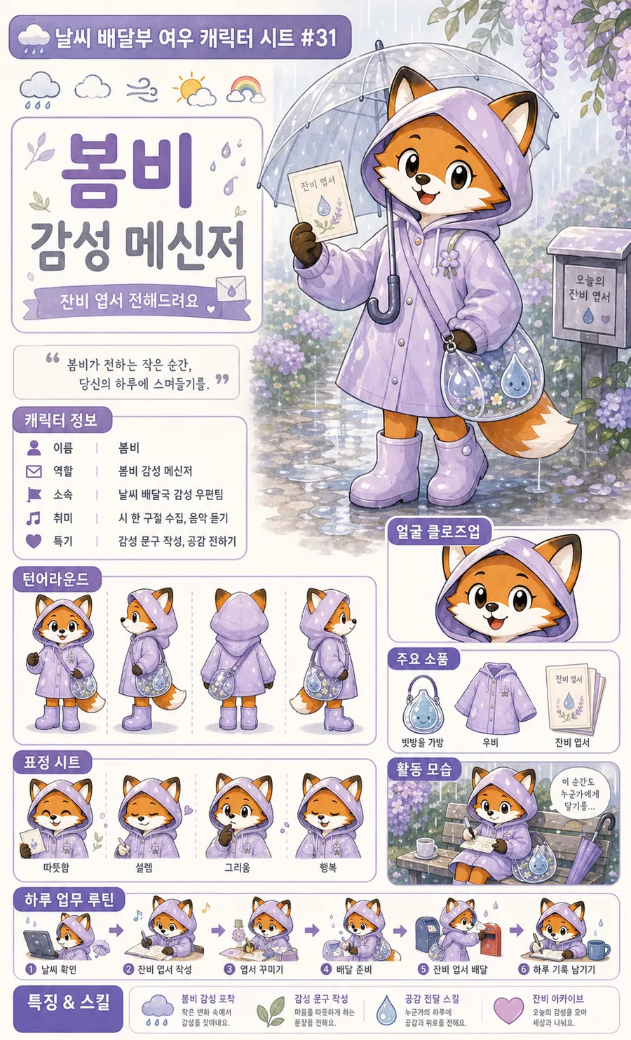 봄비 여우 캐릭터 시트