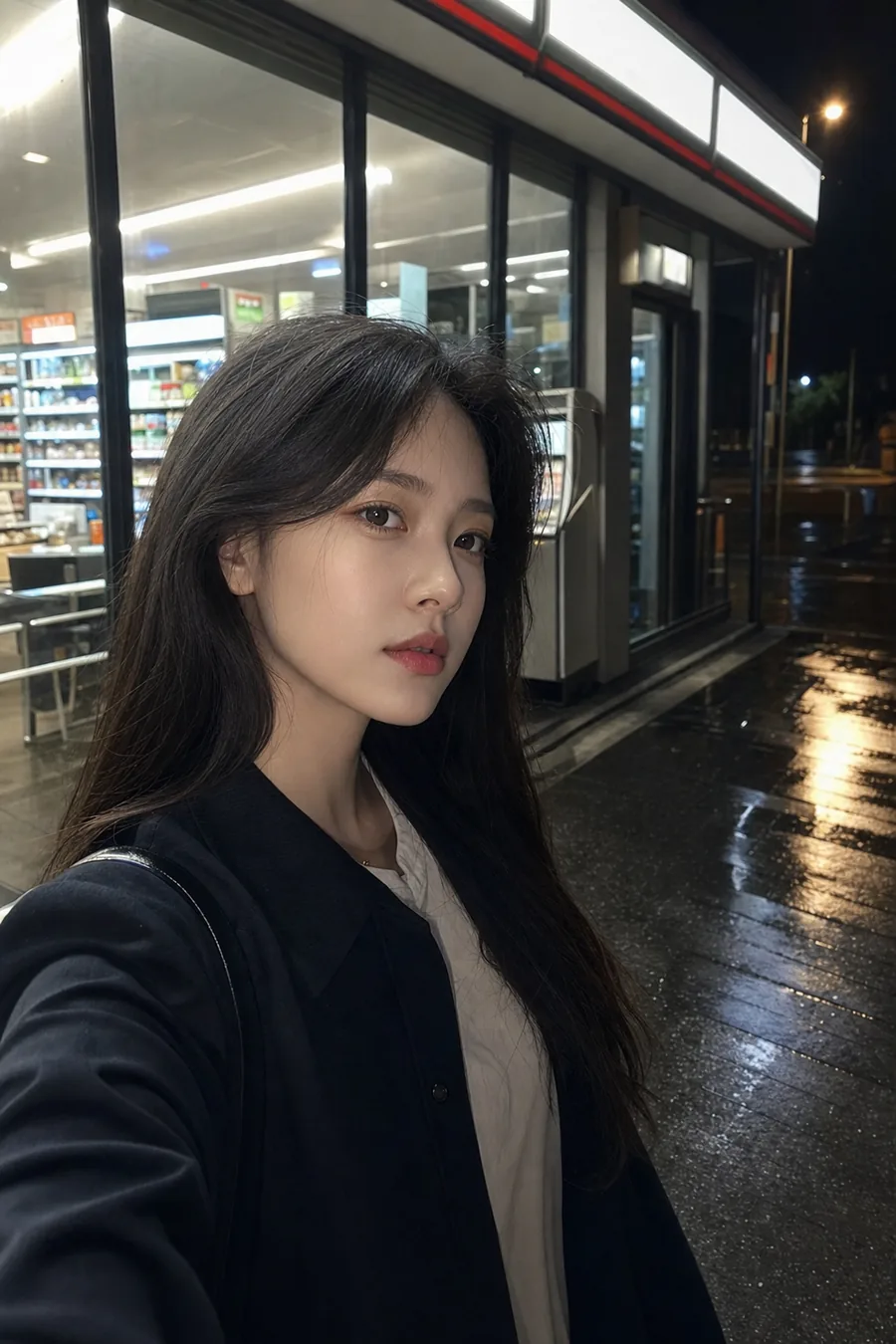 심야 편의점 셀카