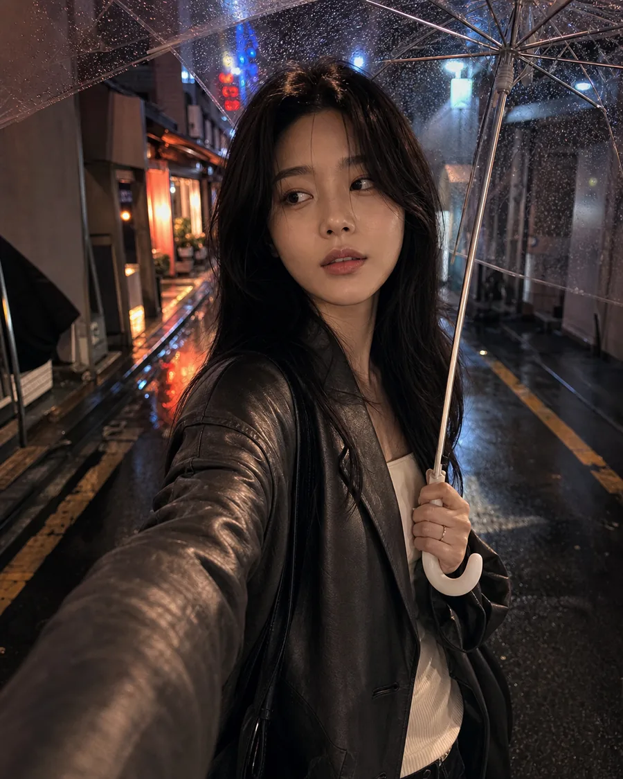 네온빛 밤거리 셀피