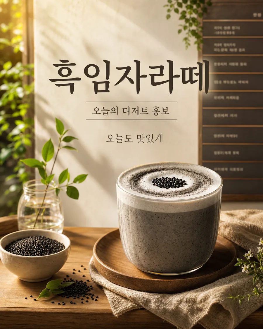 카페 흑임자 라떼