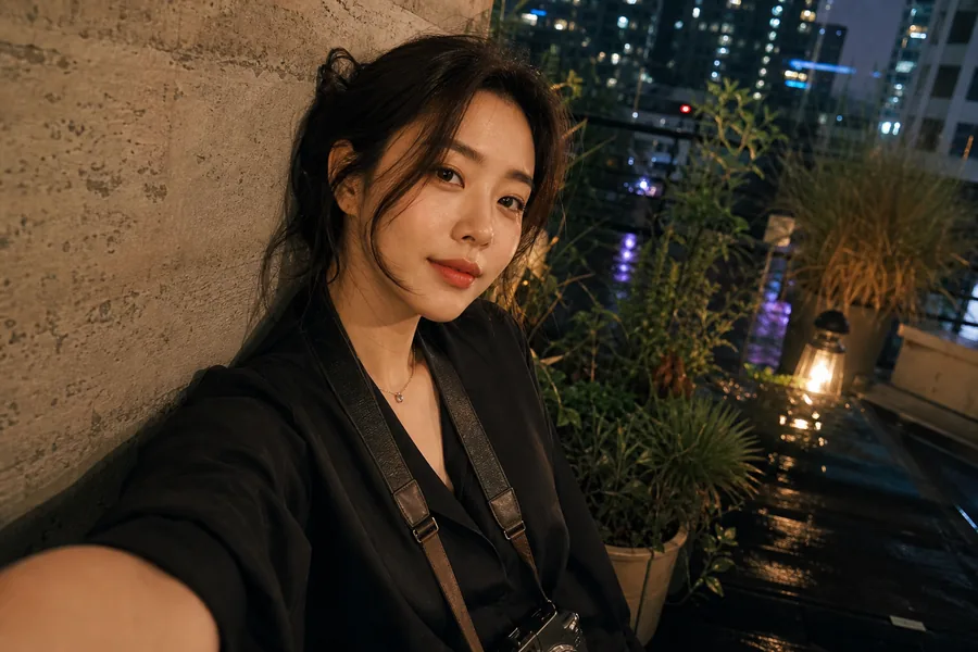 도심 옥상 야경 셀카