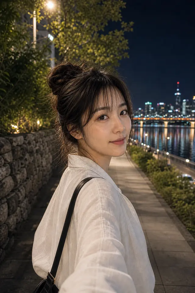 강변 야경 셀카