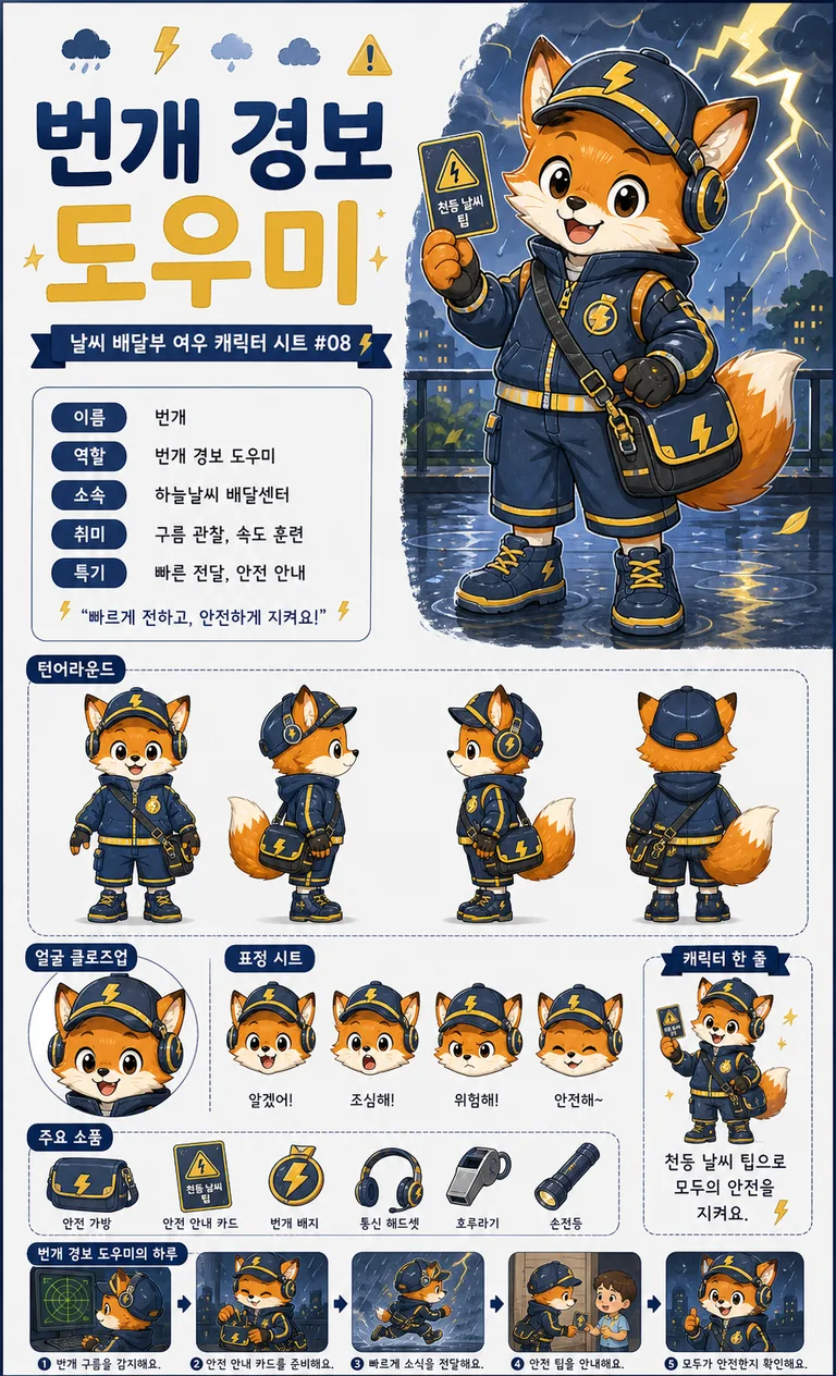 번개 경보 여우 배달부