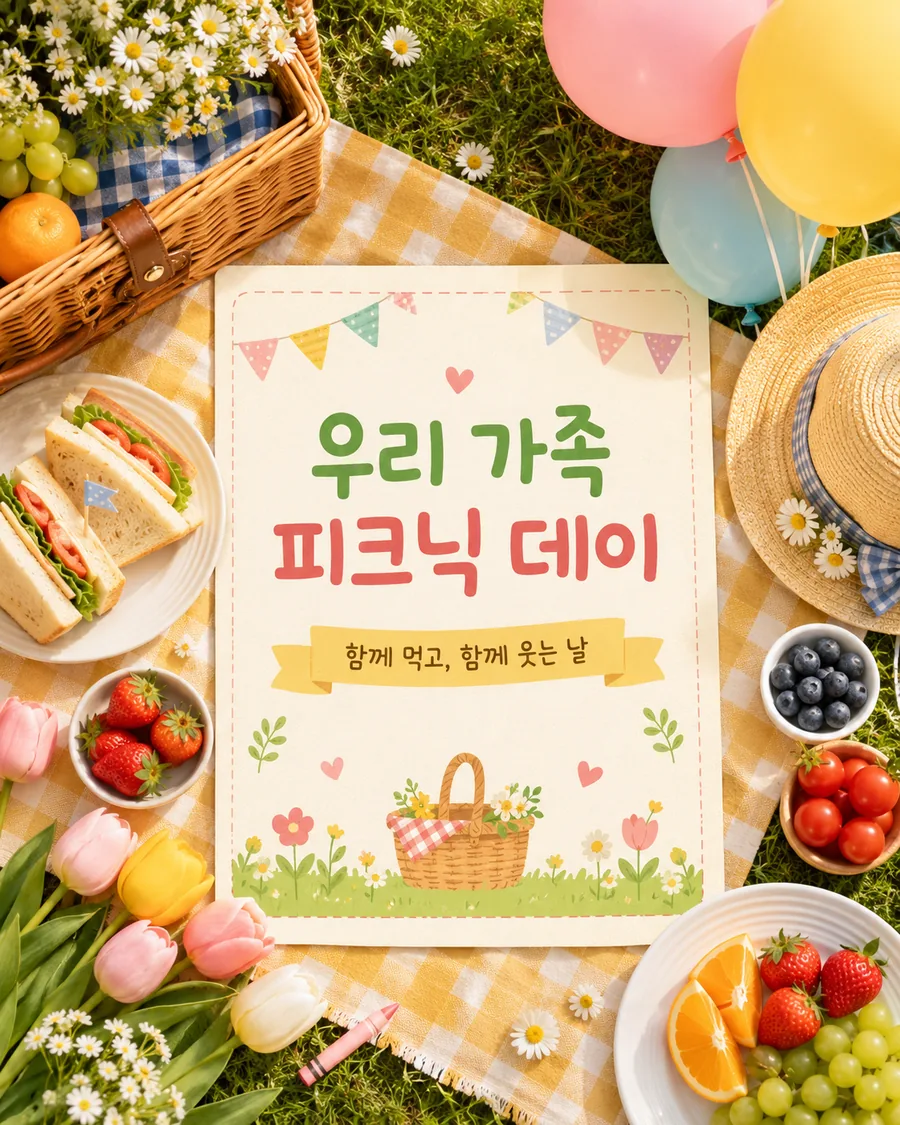 가족 피크닉 초대 카드