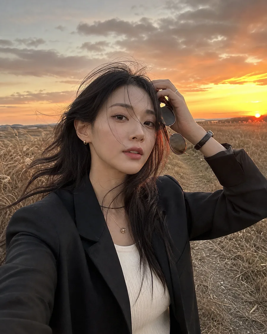 노을 감성 셀카