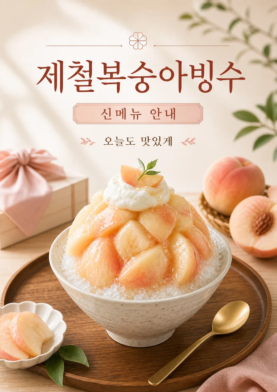 복숭아 빙수 신메뉴