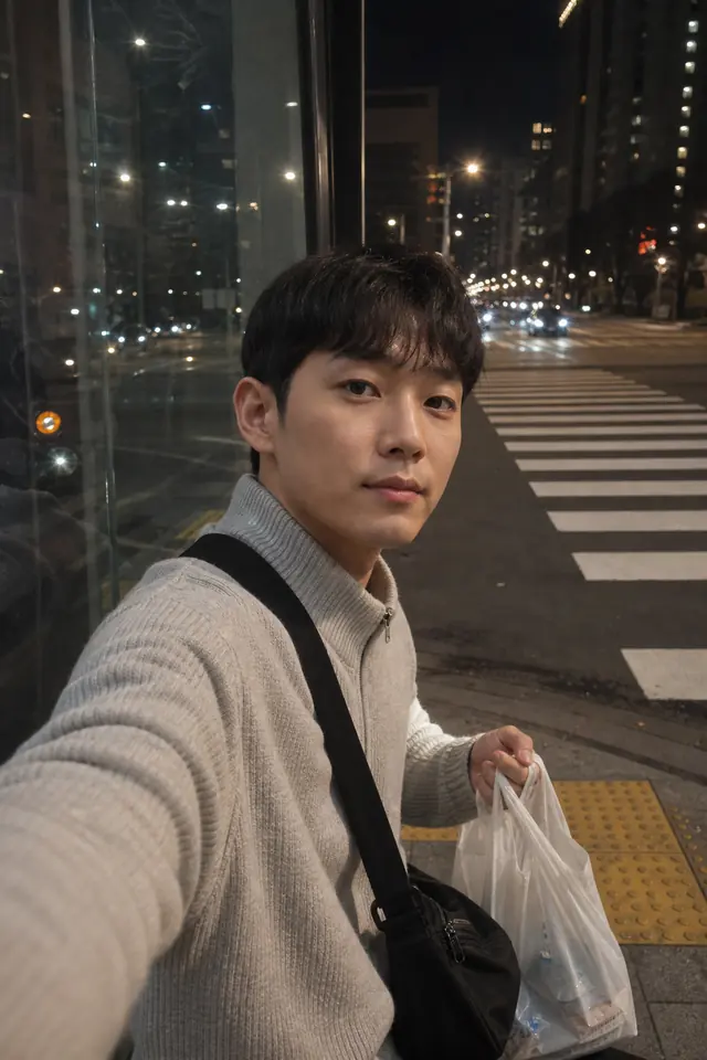 도심 야간 셀카