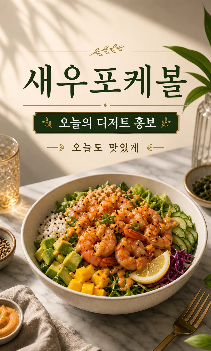 새우 포케볼 디저트 포스터
