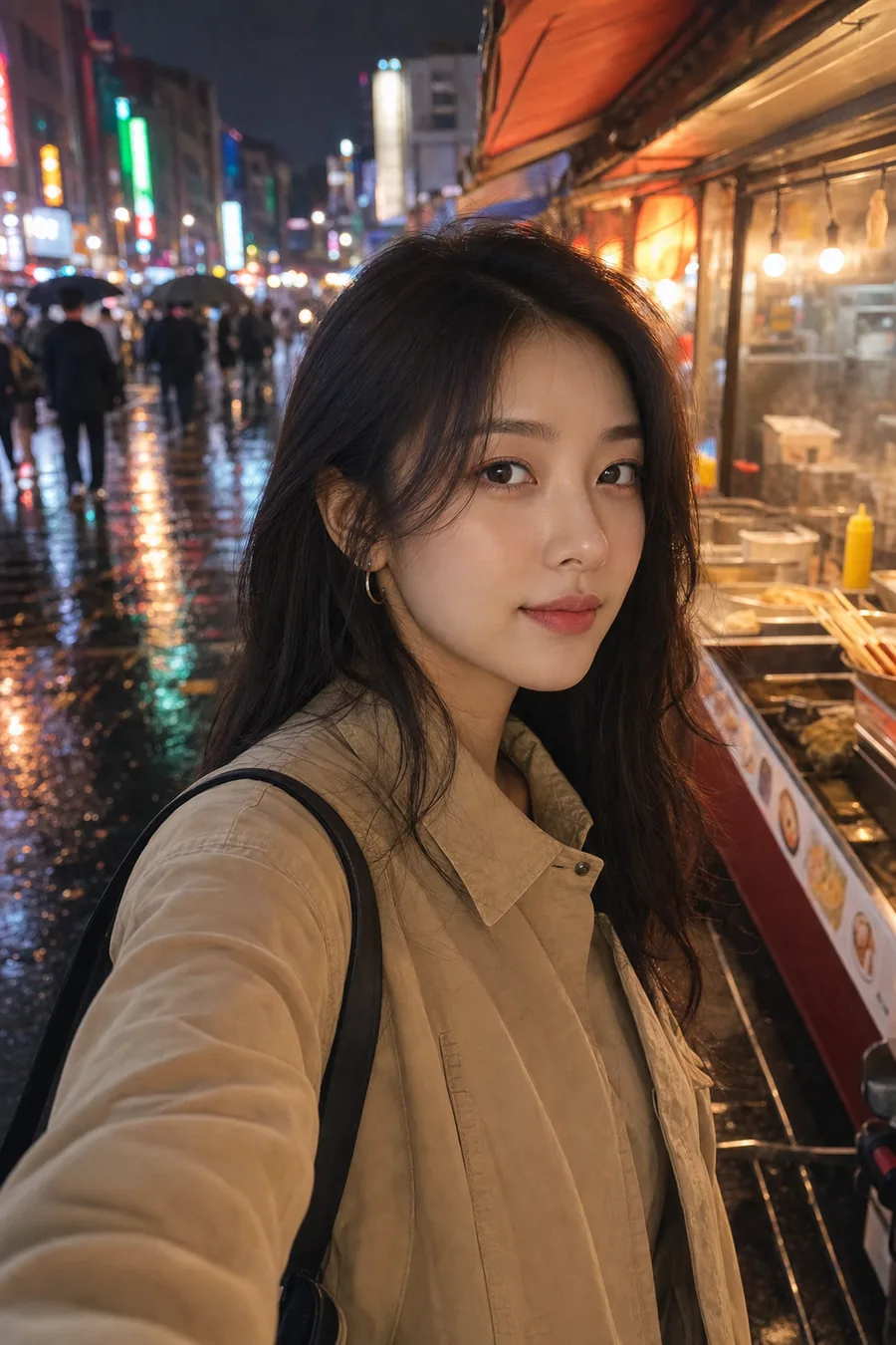 야시장 밤 셀피