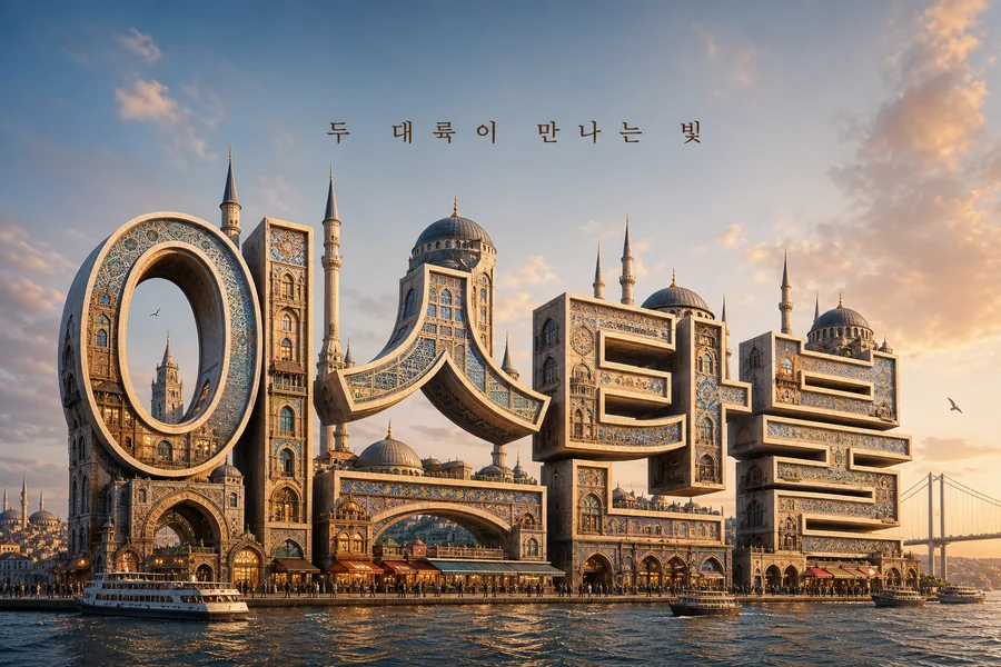 두 대륙의 입체 도시명
