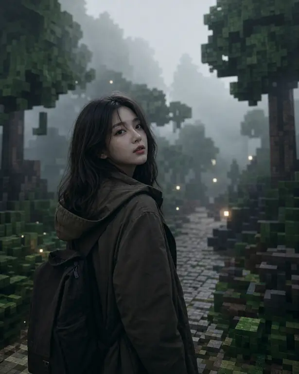 픽셀 숲의 여인