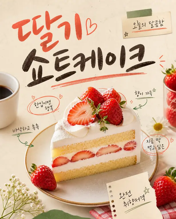 딸기 쇼트케이크 한 조각