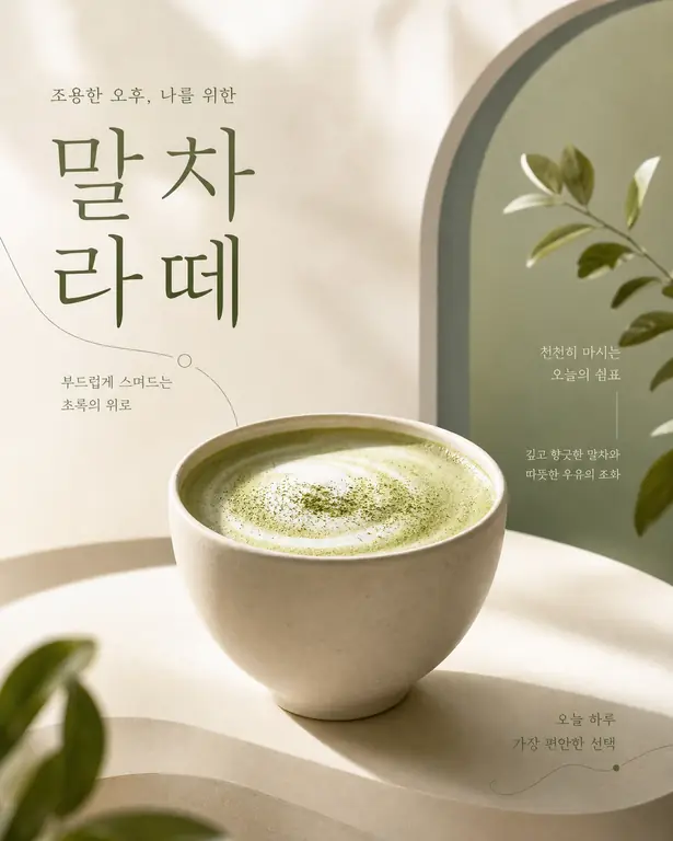 고요한 말차 라떼