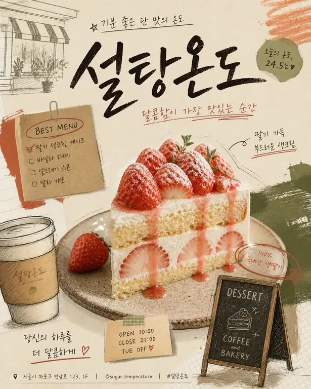 설탕온도 딸기 포스터