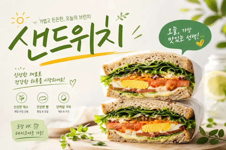 신선한 샌드위치 브런치