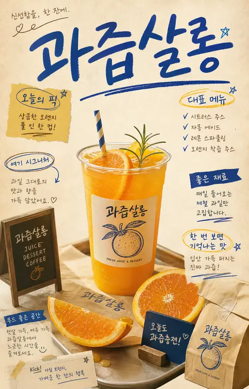 과즙살롱 오렌지주스 포스터