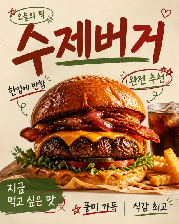 레트로 수제버거 포스터