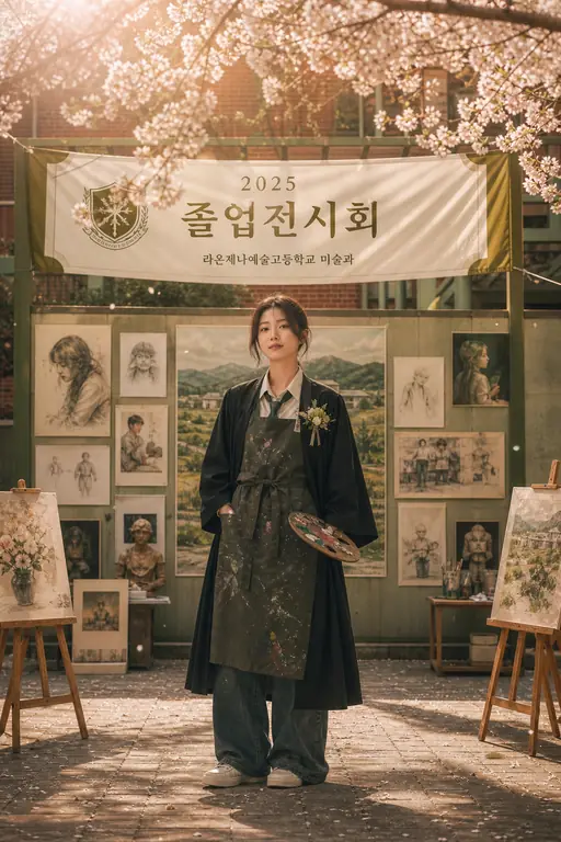 벚꽃 아래 졸업 전시