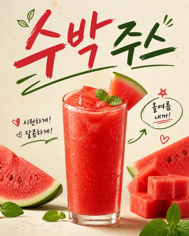 시원한 수박 주스 포스터