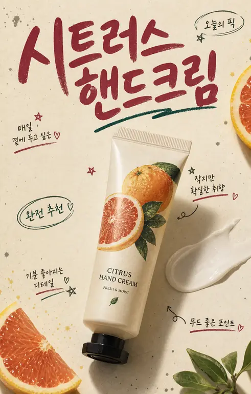 시트러스 핸드크림 손글씨 포스터