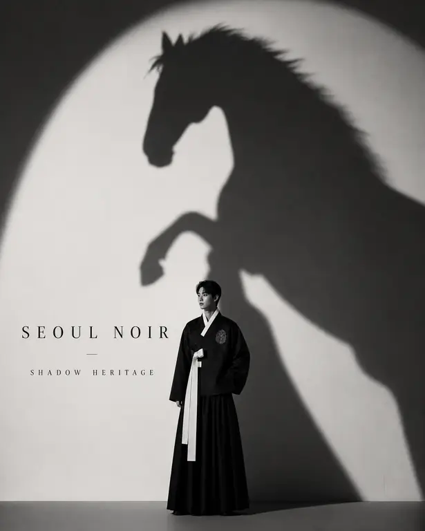 한복 실루엣 말 그림자